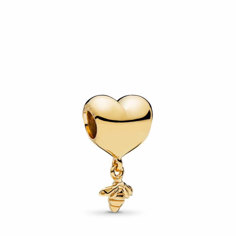 Pandora Shine™ Heart & Bee Charm Ireland - 18ct Gold Plated - 603759UQZ